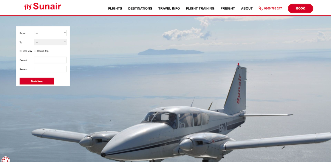 Sunair tourism themed website by ResBook