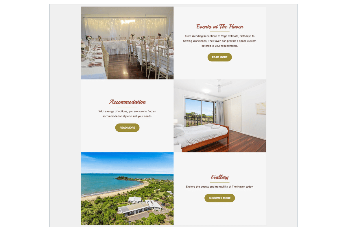 The Haven Emu Park home page content